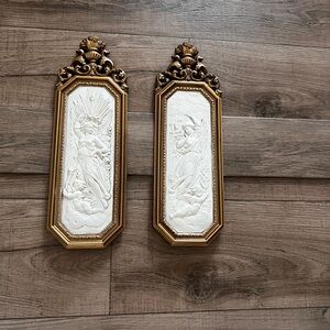 Home Interiors Gold and White Wall Plaques
